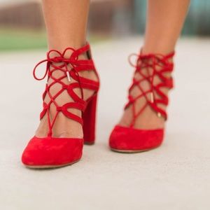 Red Suede Vince Camuto Shavona Pump